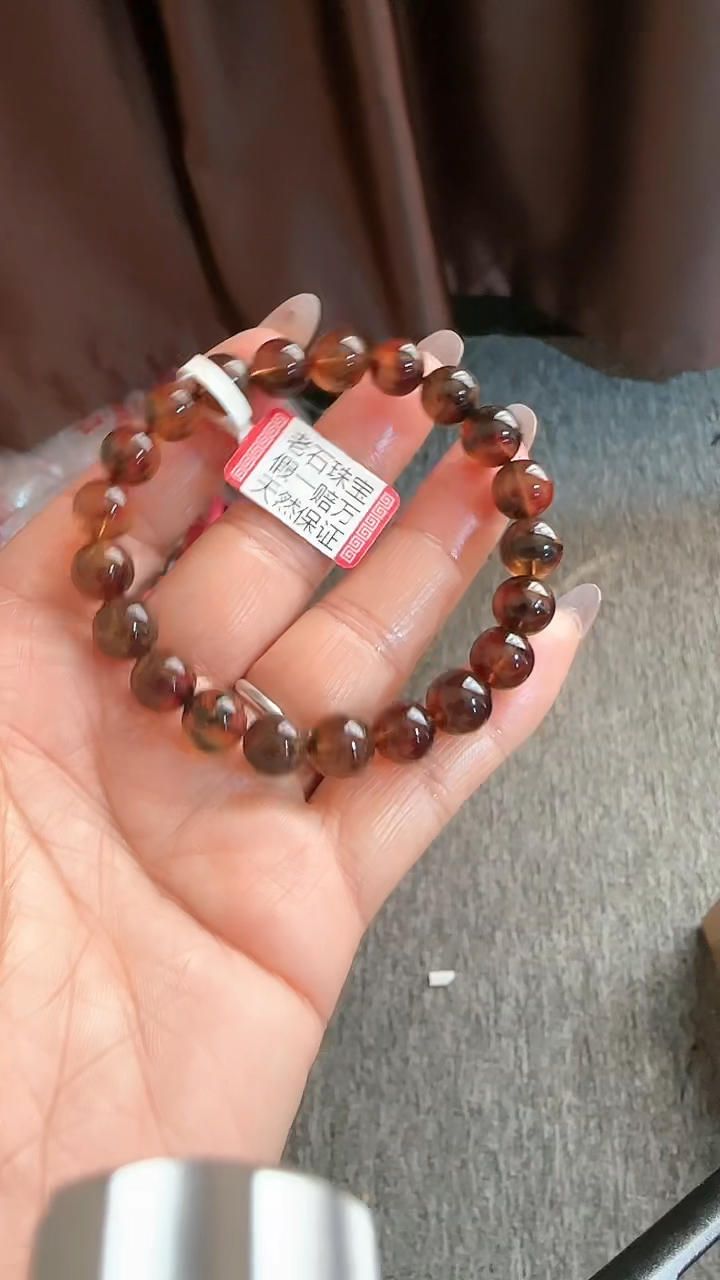 【闪购商品】琥珀手链未镶嵌规格9微瑕灵草珀手串#41