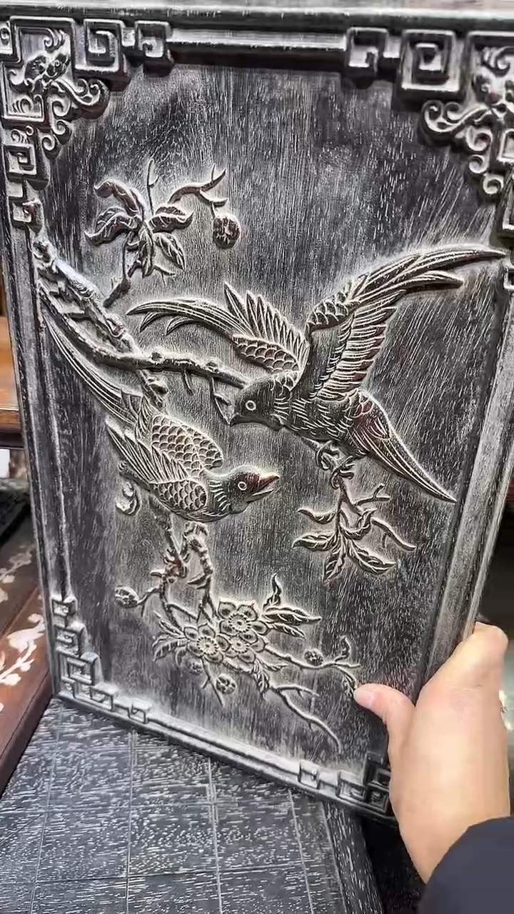 木紫檀花鸟雕刻板