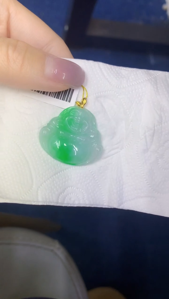 颈饰18K金镶嵌翡翠缅甸天然翡翠A货