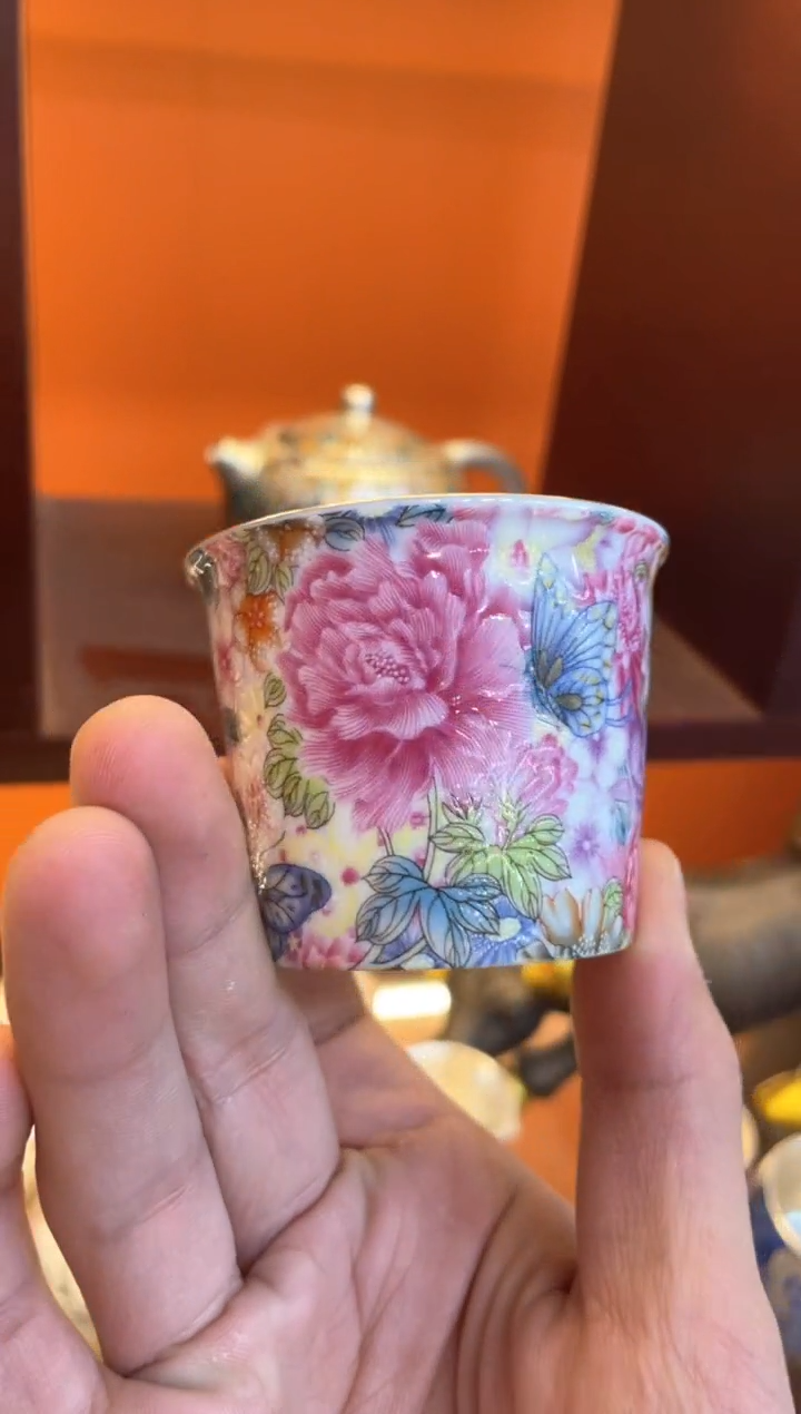 【闪购商品】瓷片@@@@@@@@@@@@蝶恋花银杯