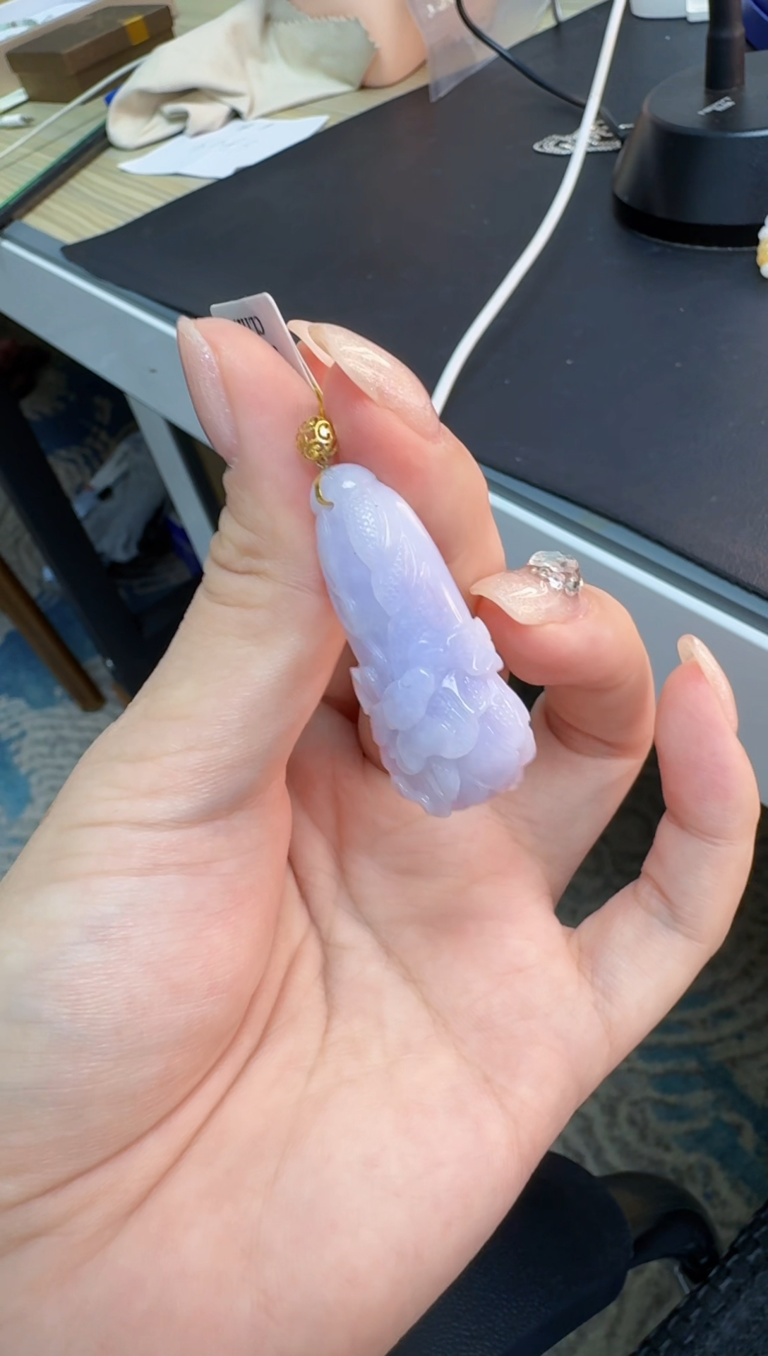 翡翠18K金镶嵌颈饰缅甸翡翠A挂件