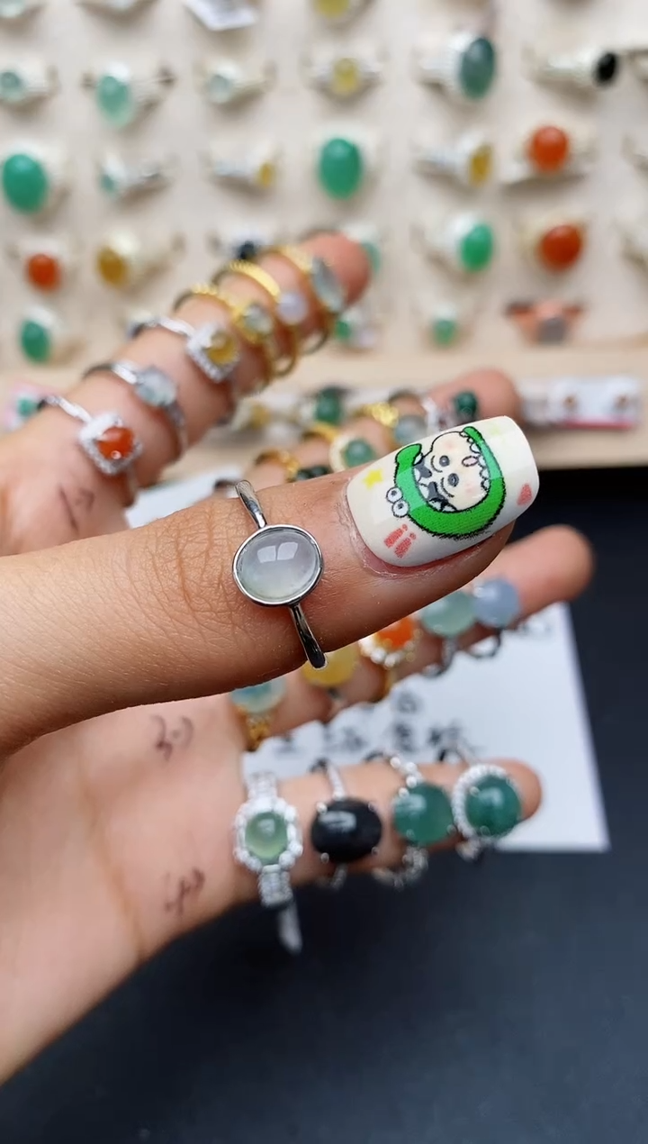 【闪购商品】翡翠戒指银S925镶嵌缅甸翡翠