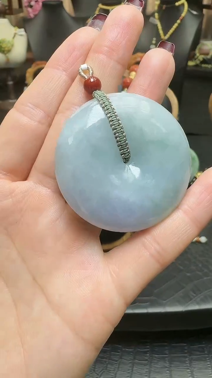 【闪购商品】翡翠耳饰银S925镶嵌平安扣