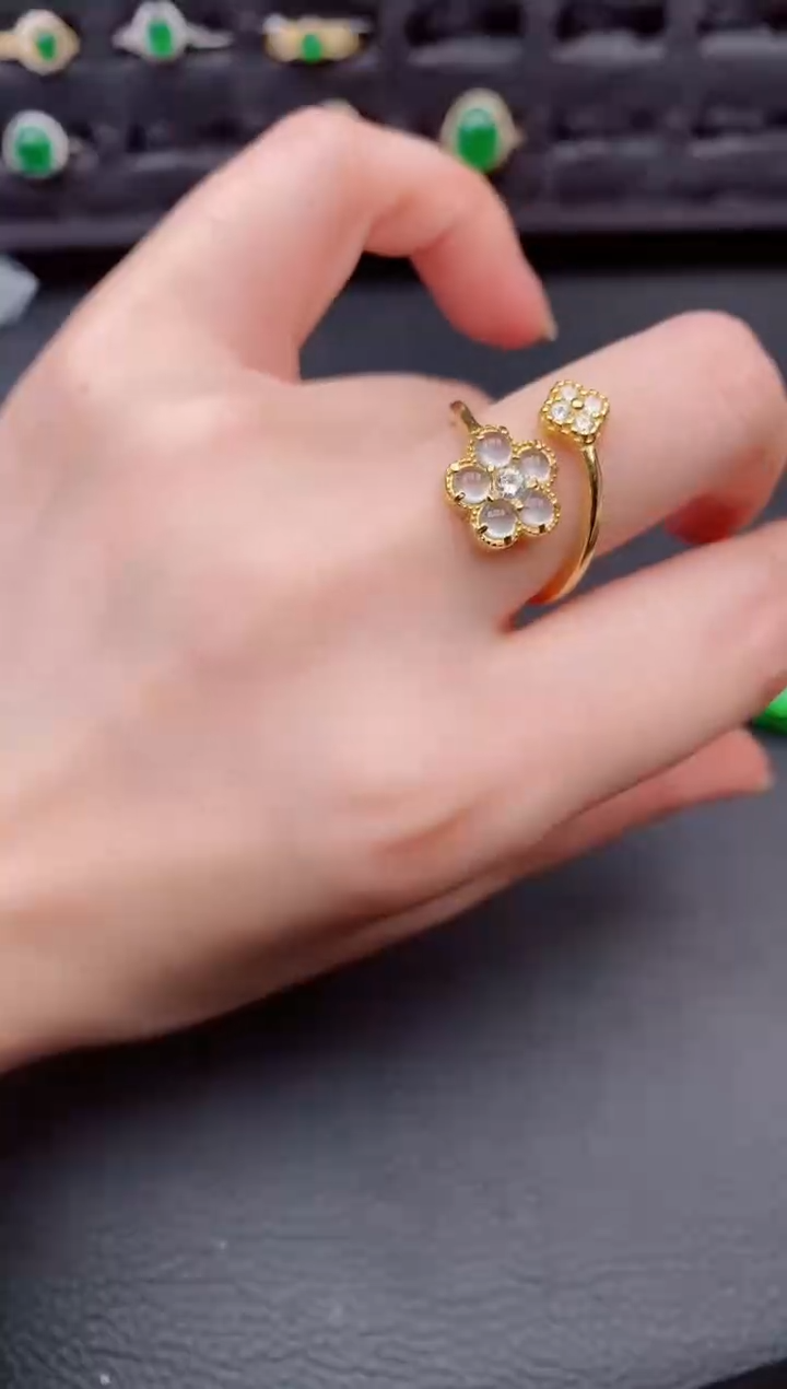 银S925镶嵌戒指翡翠天然a货翡翠220