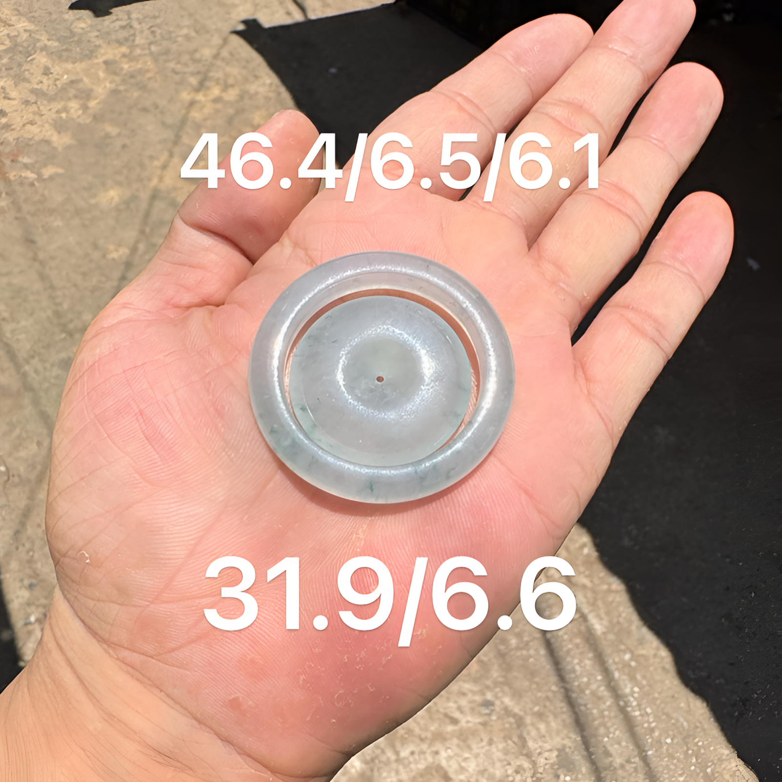 0606(小哪吒在源头)冰种翡翠飘花子母平安扣肉细杠味荧光足M170