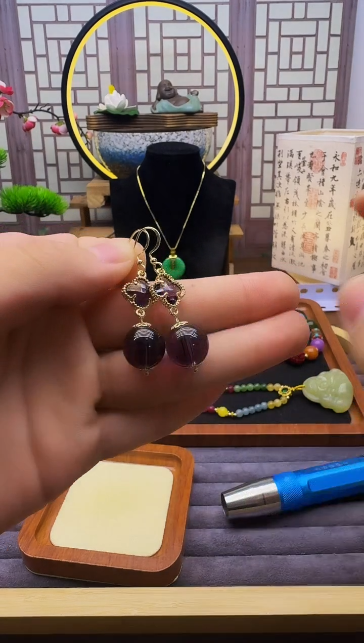 紫晶耳饰14K金镶嵌E63