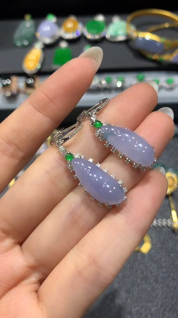 【闪购商品】翡翠耳饰18K金镶嵌24团购