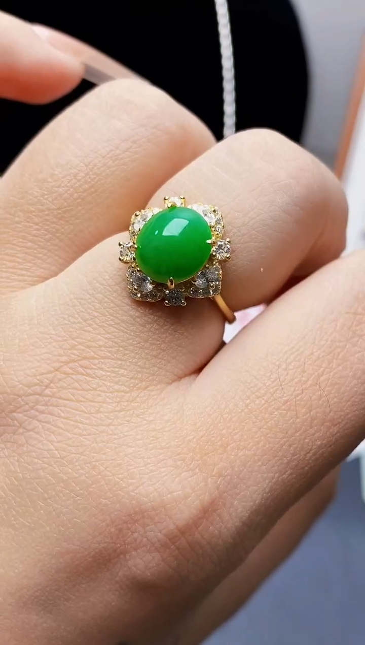 银S925镶嵌戒指翡翠2171