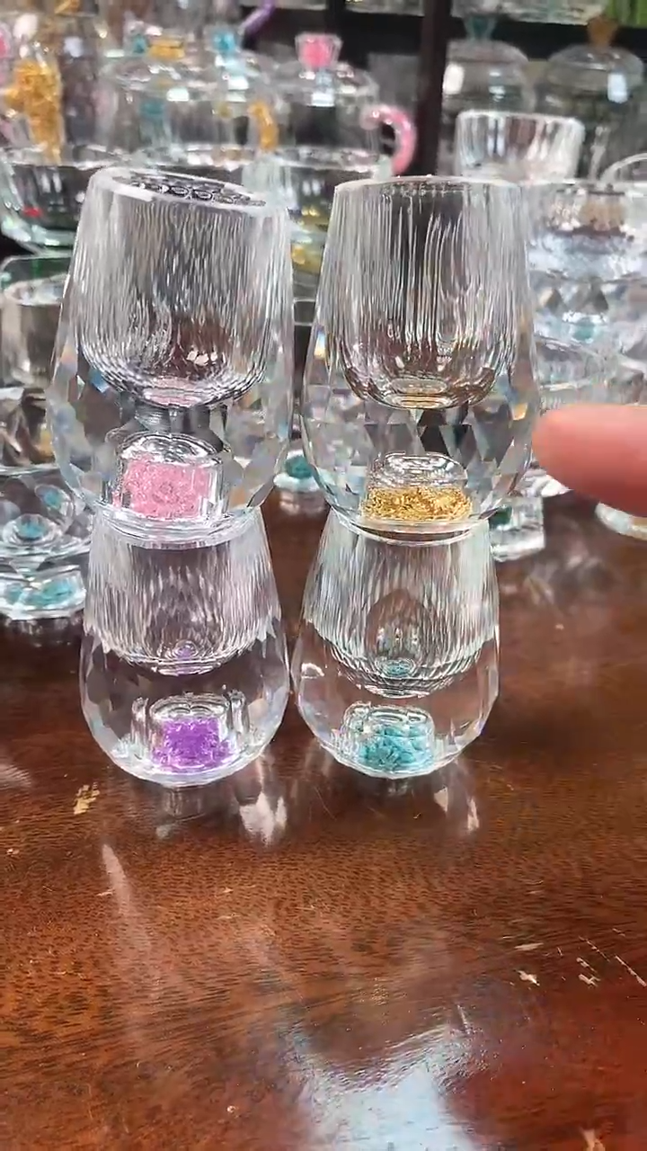 【闪购商品】玺宴新款水晶水滴杯绿松石紫罗兰金箔粉钻