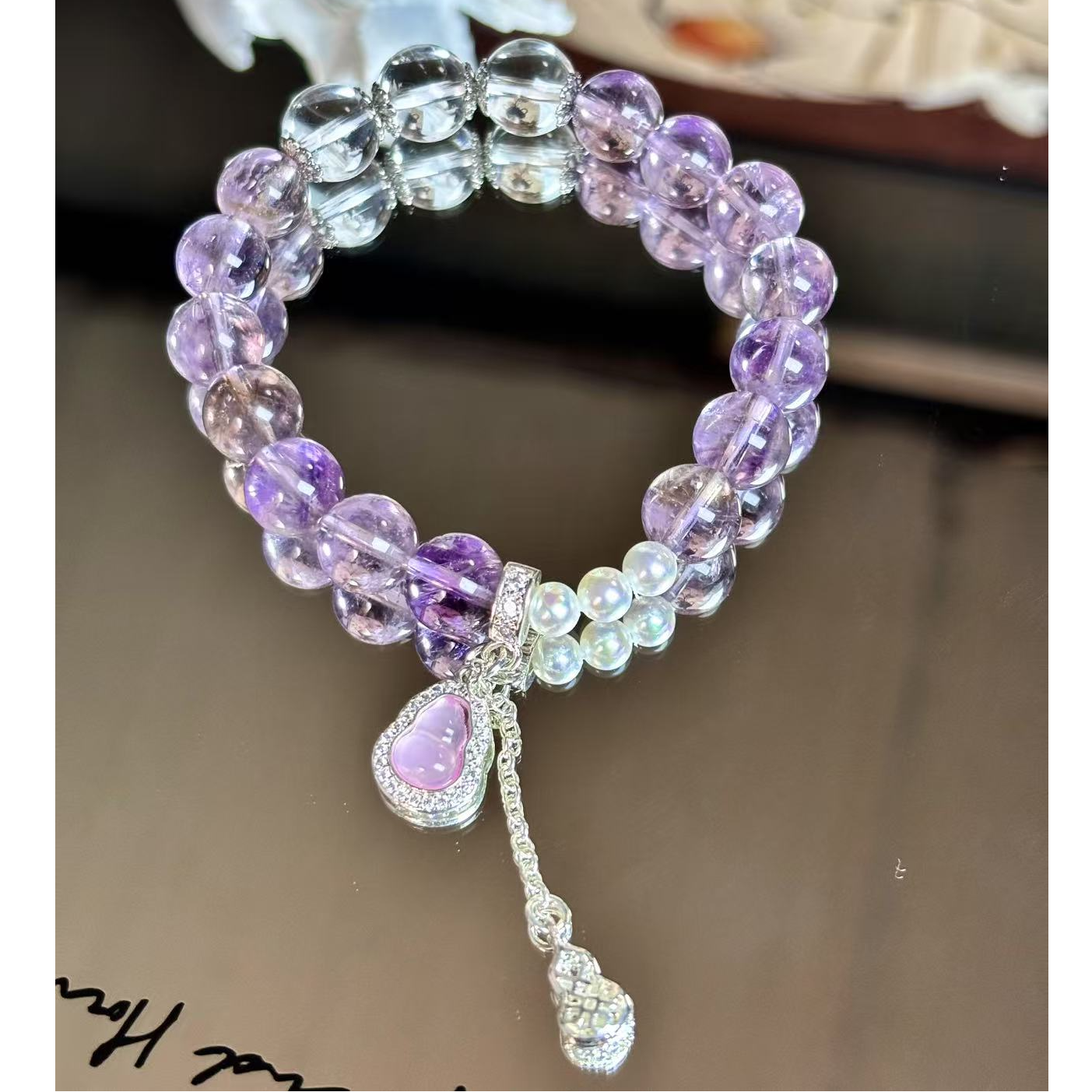 《华丽转身》天然巴西紫水晶+净体白水晶原创设计精致手串
