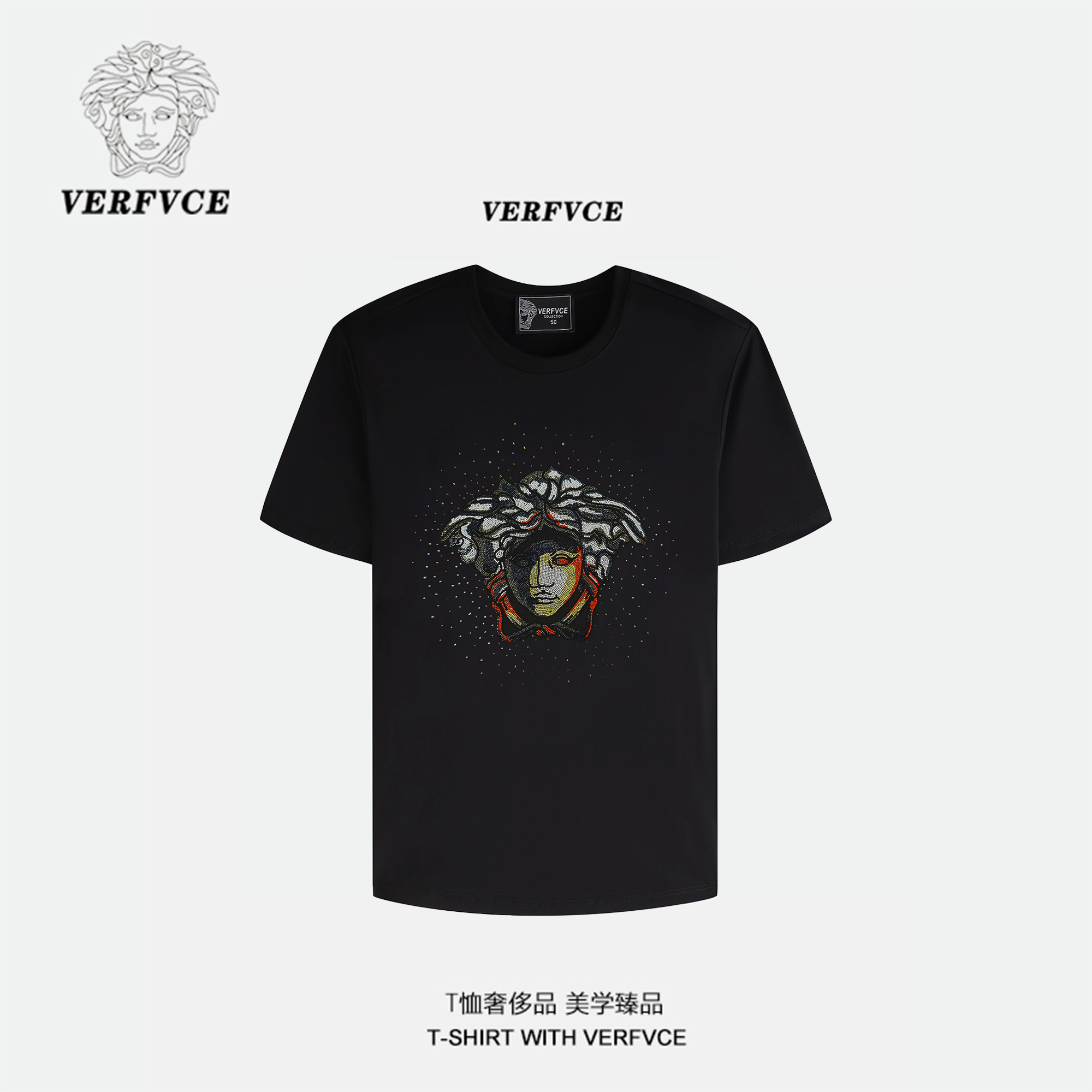VERFVCE/Scarif夏季设计师男装高级感搭衣服男士短袖穿黑色t恤