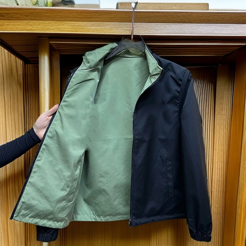 8071（双面穿）春季新款立领时尚百搭休闲双面夹克外套