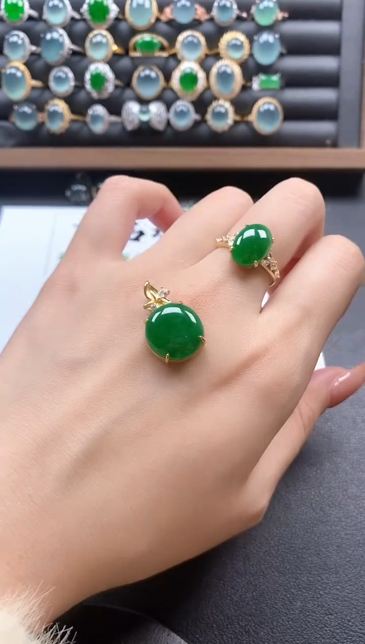 银S925镶嵌戒指翡翠51151