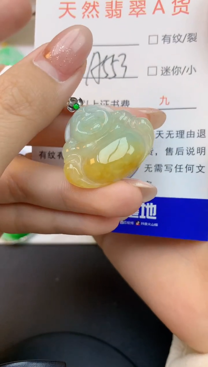 颈饰18K金镶嵌翡翠天然缅甸a货翡翠百元以上9元证书费自理