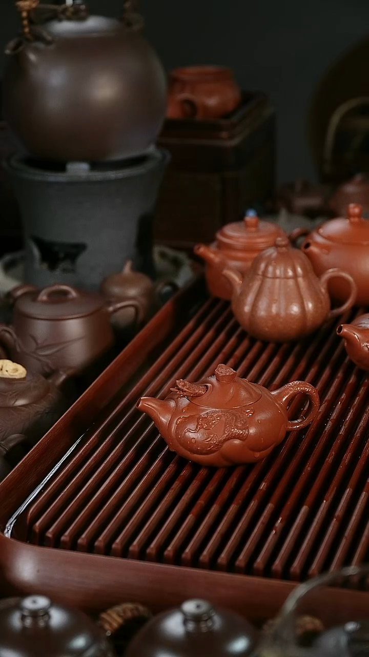 紫砂茶壶1*1鱼化龙朱泥