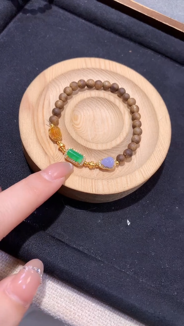 银S925镶嵌手串翡翠手串