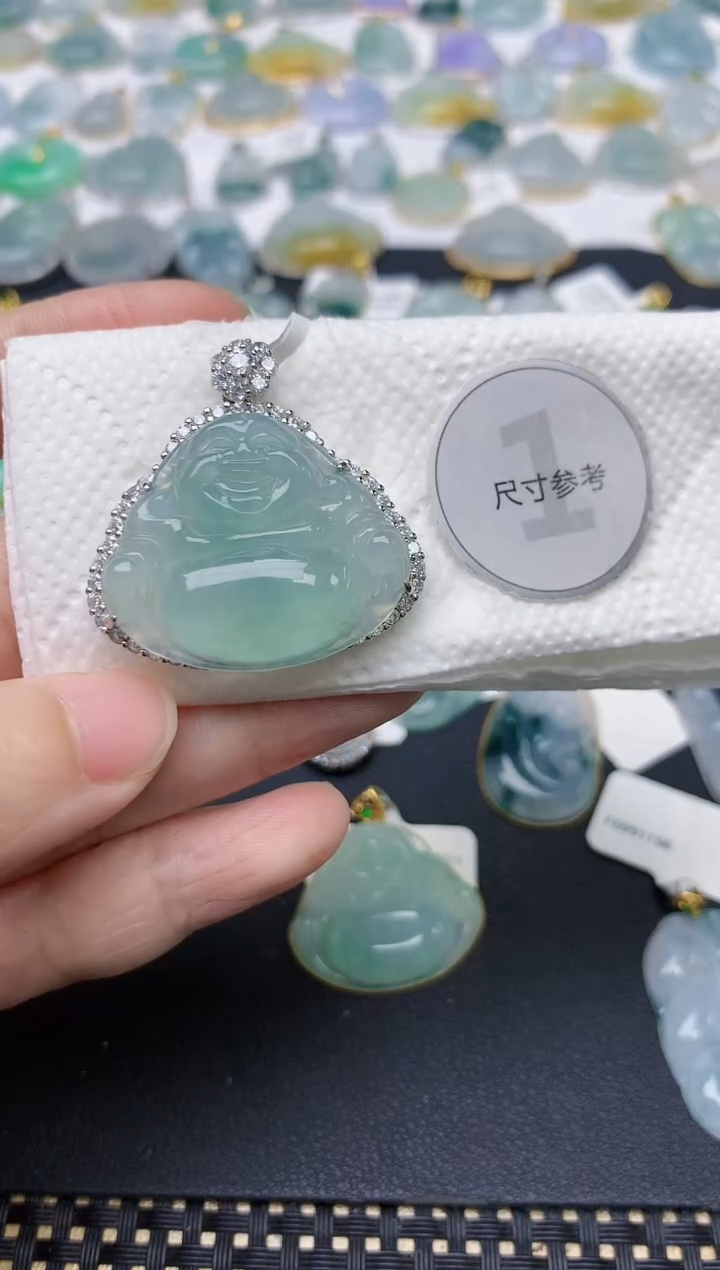 翡翠银S925镶嵌颈饰天然缅甸A货翡翠