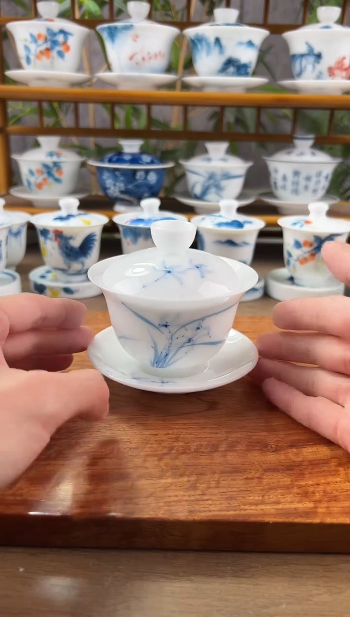 【闪购商品】微瑕高冰兰花150ml三才盖碗