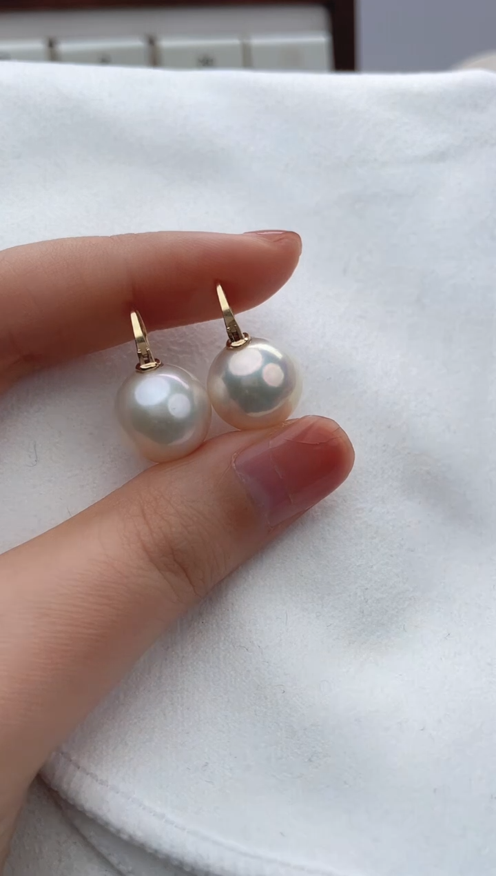 【闪购商品】淡水珍珠耳饰18K金镶嵌1