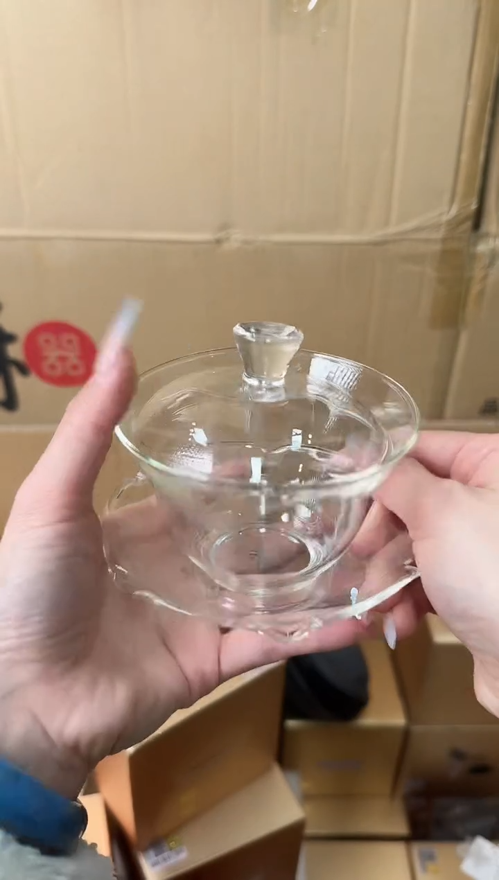 【闪购商品】@@禾器晶彩荷叶盖碗透明色
