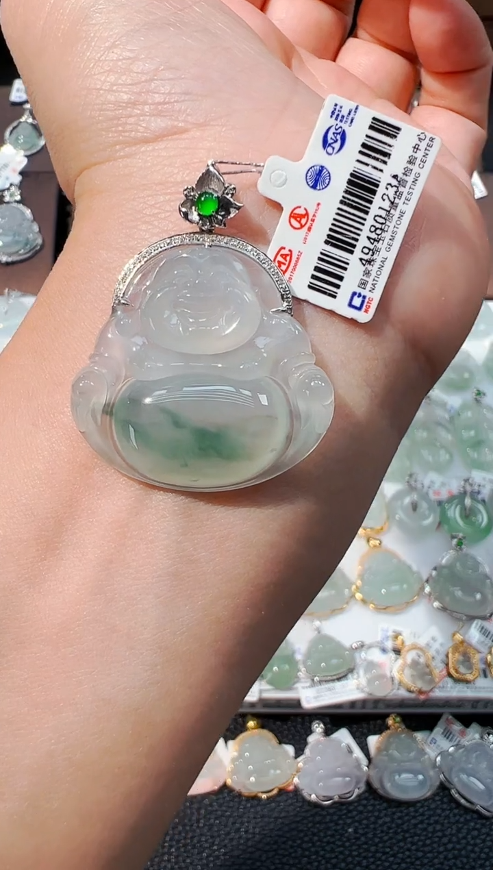 翡翠18K金镶嵌吊坠(不含链)佛公吊坠123A