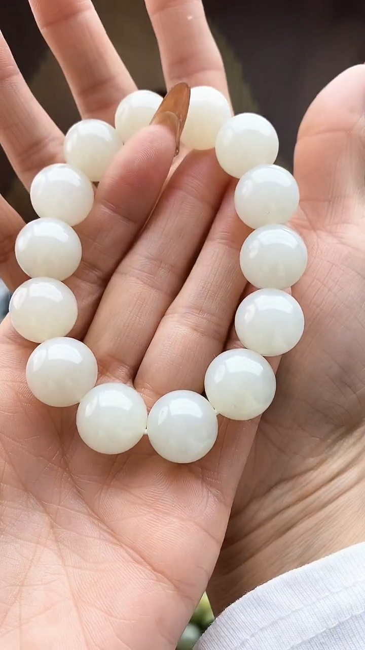 未镶嵌手串和田玉且末白16