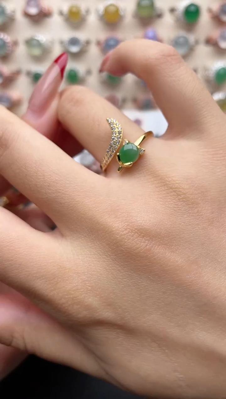 【闪购商品】翡翠戒指银S925镶嵌一物一证一礼盒