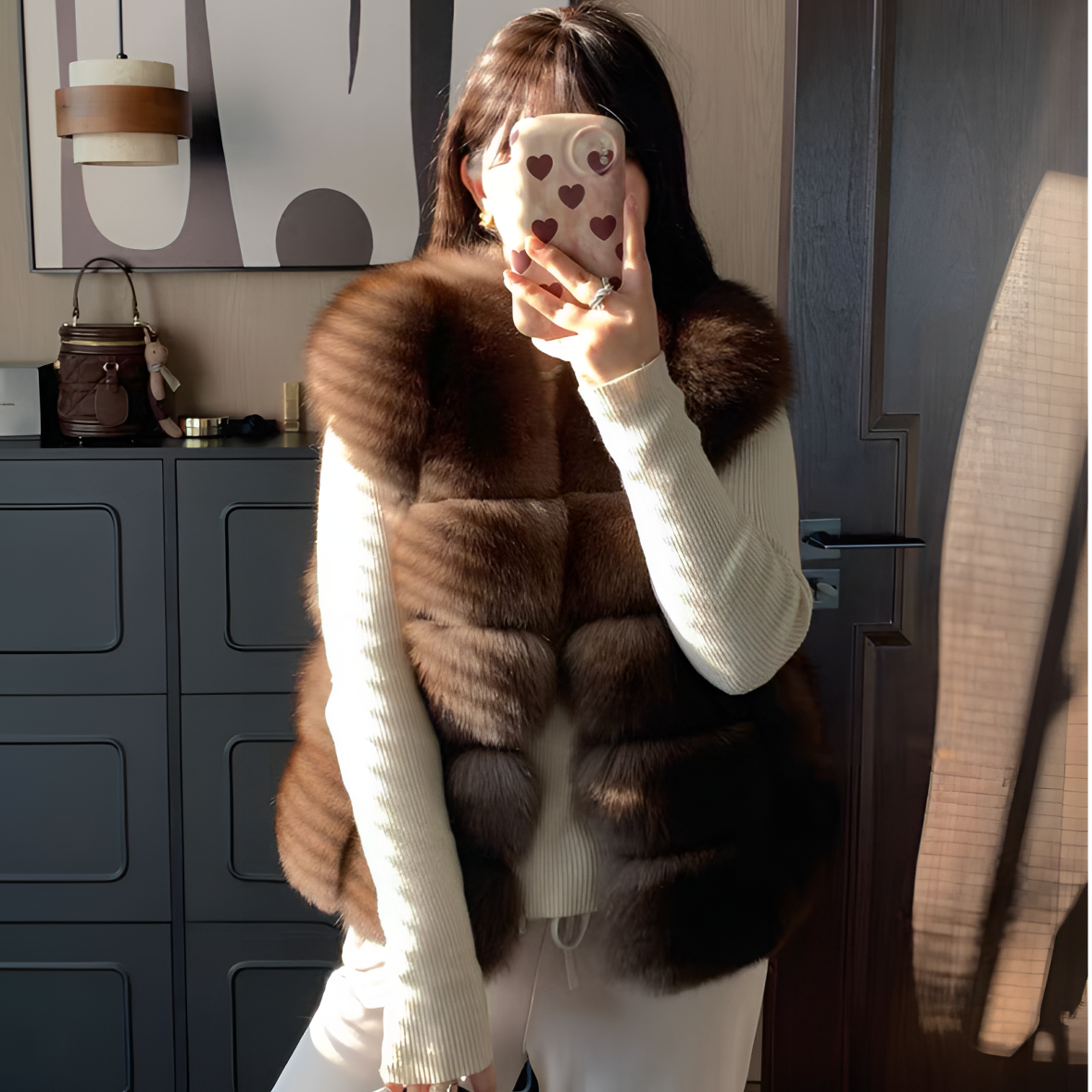 200斤秋冬新款大码狐狸毛整皮马甲显瘦遮肉百搭时尚高端大码马甲