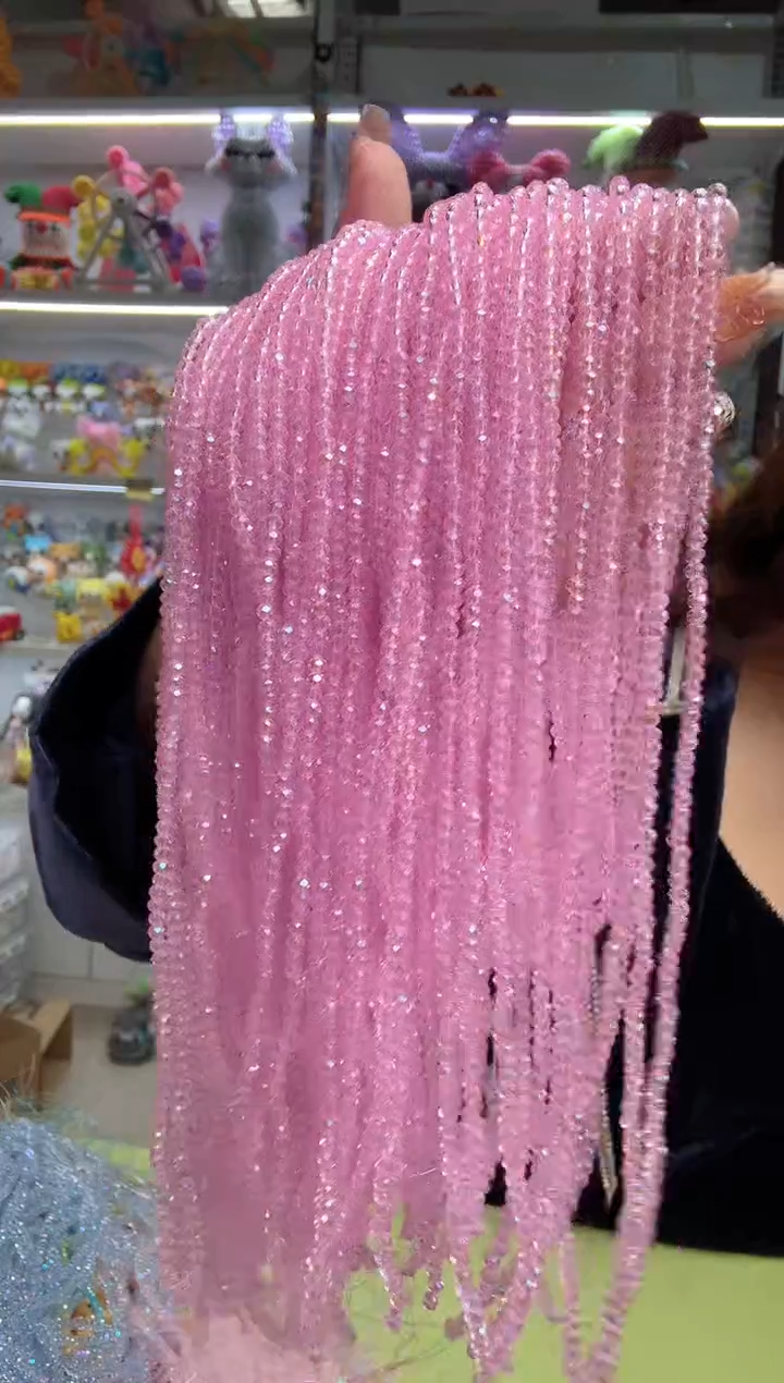 玻璃A43卡2水晶扁10条微光彩少女粉