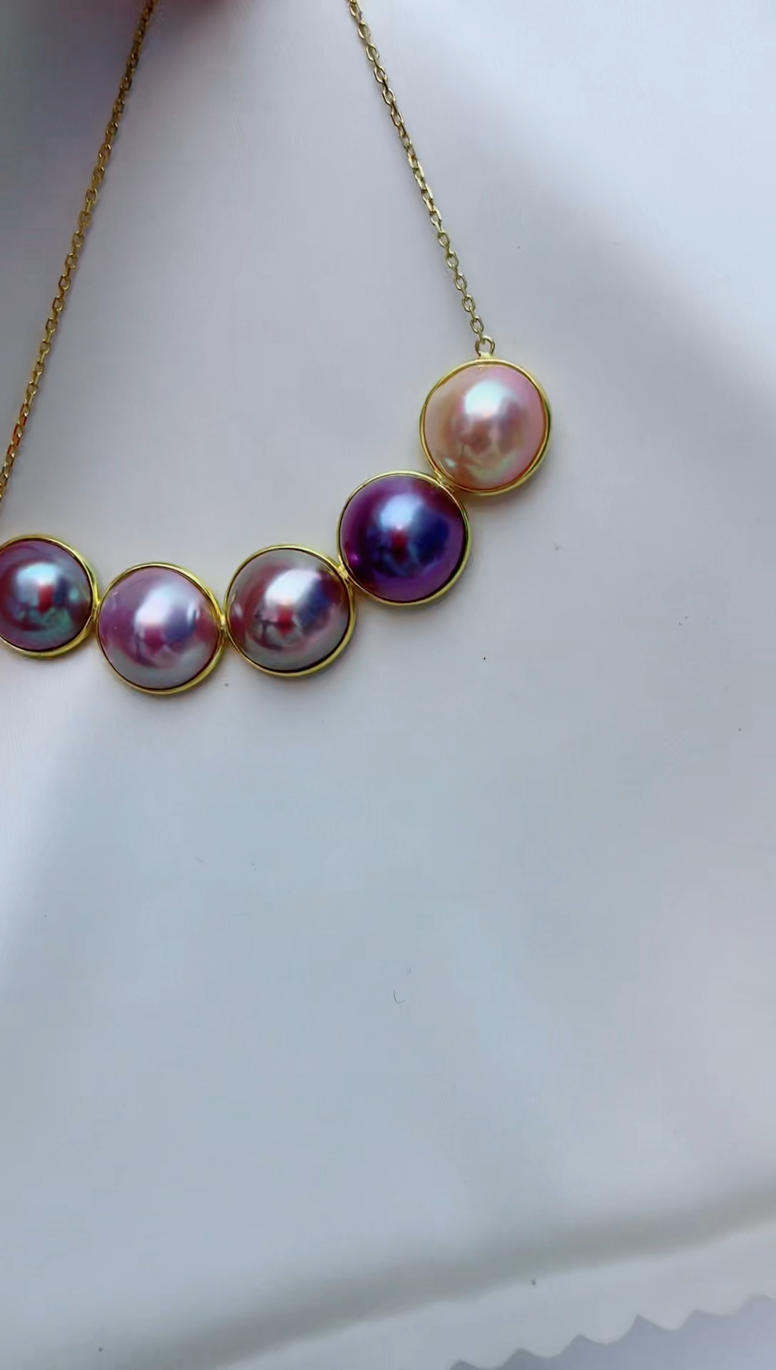 银S925镶嵌拼合珍珠（马贝珠）颈饰A13