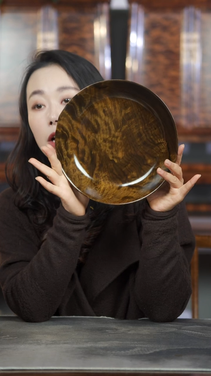 金丝楠满花精工大漆果盘363