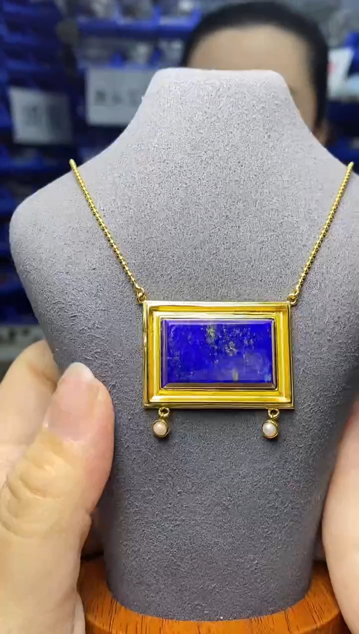 银S925镶嵌青金石吊坠(不含链)DZ3303