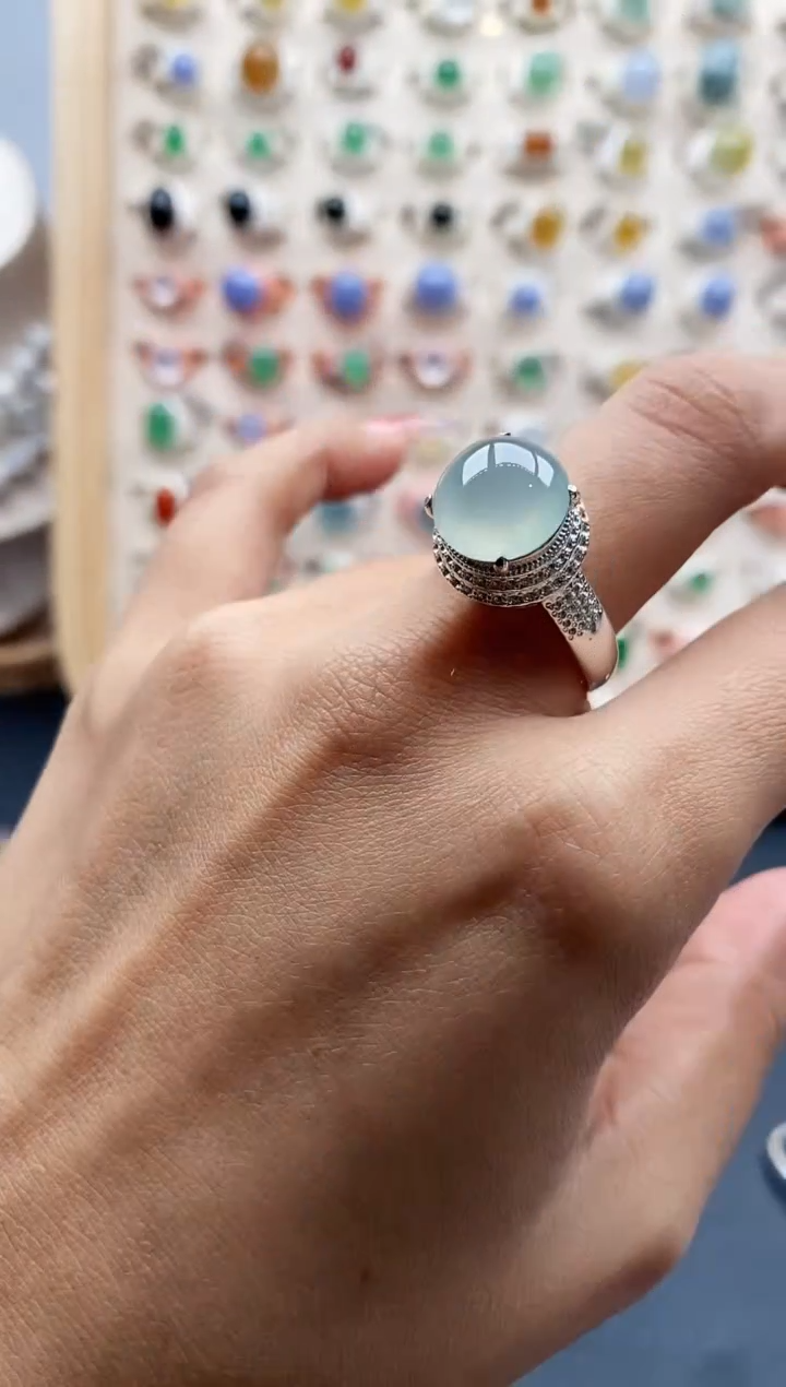 【闪购商品】翡翠戒指未镶嵌缅甸天然A货翡翠555 10+9