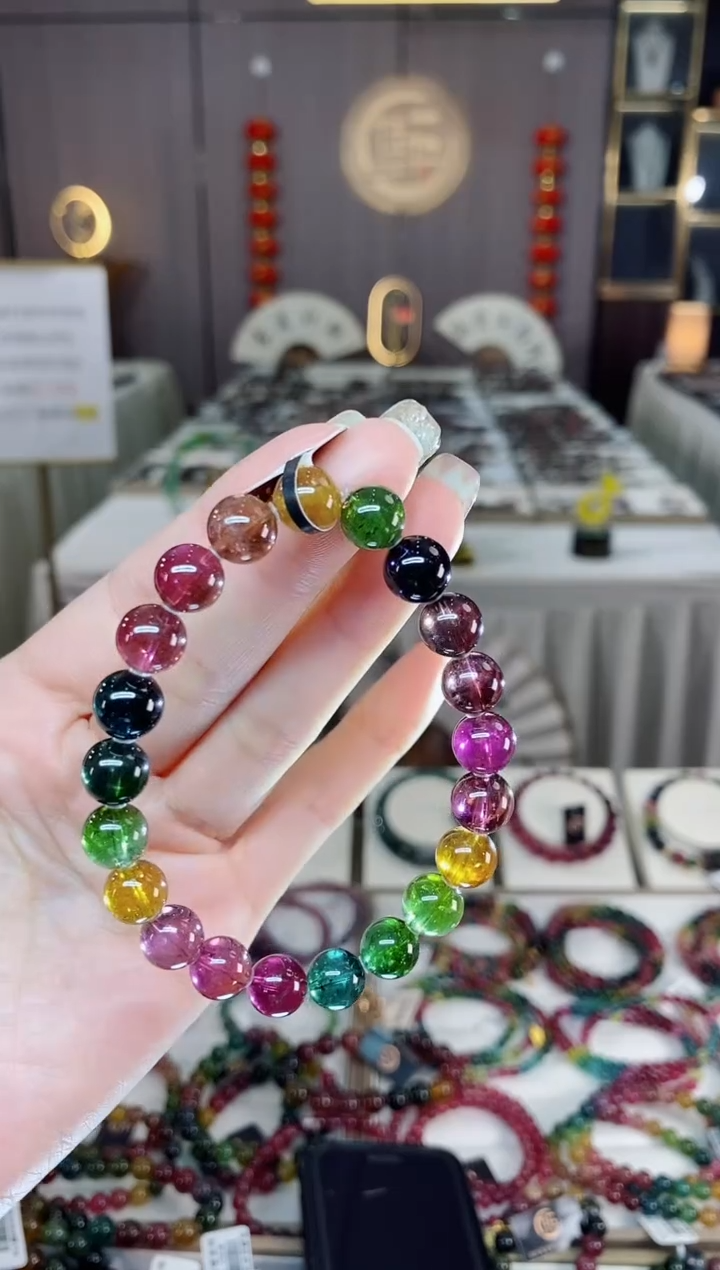 未镶嵌收藏级老矿碧玺净体单圈手串8mm+碧玺dan多样性发货一条