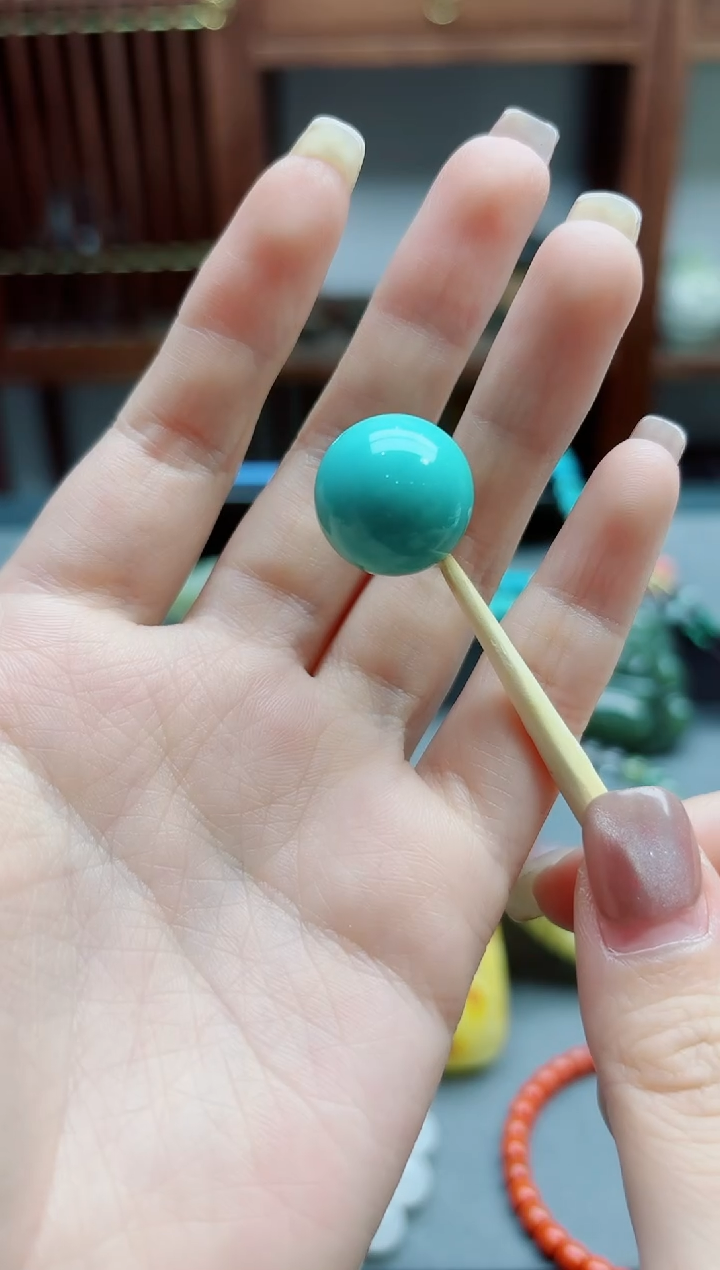 绿松石未镶嵌颈饰松石单珠吊坠WY编绳