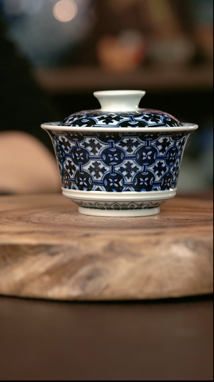 手绘 高温现代瓷  气窑  铜钱纹 矮马蹄150c