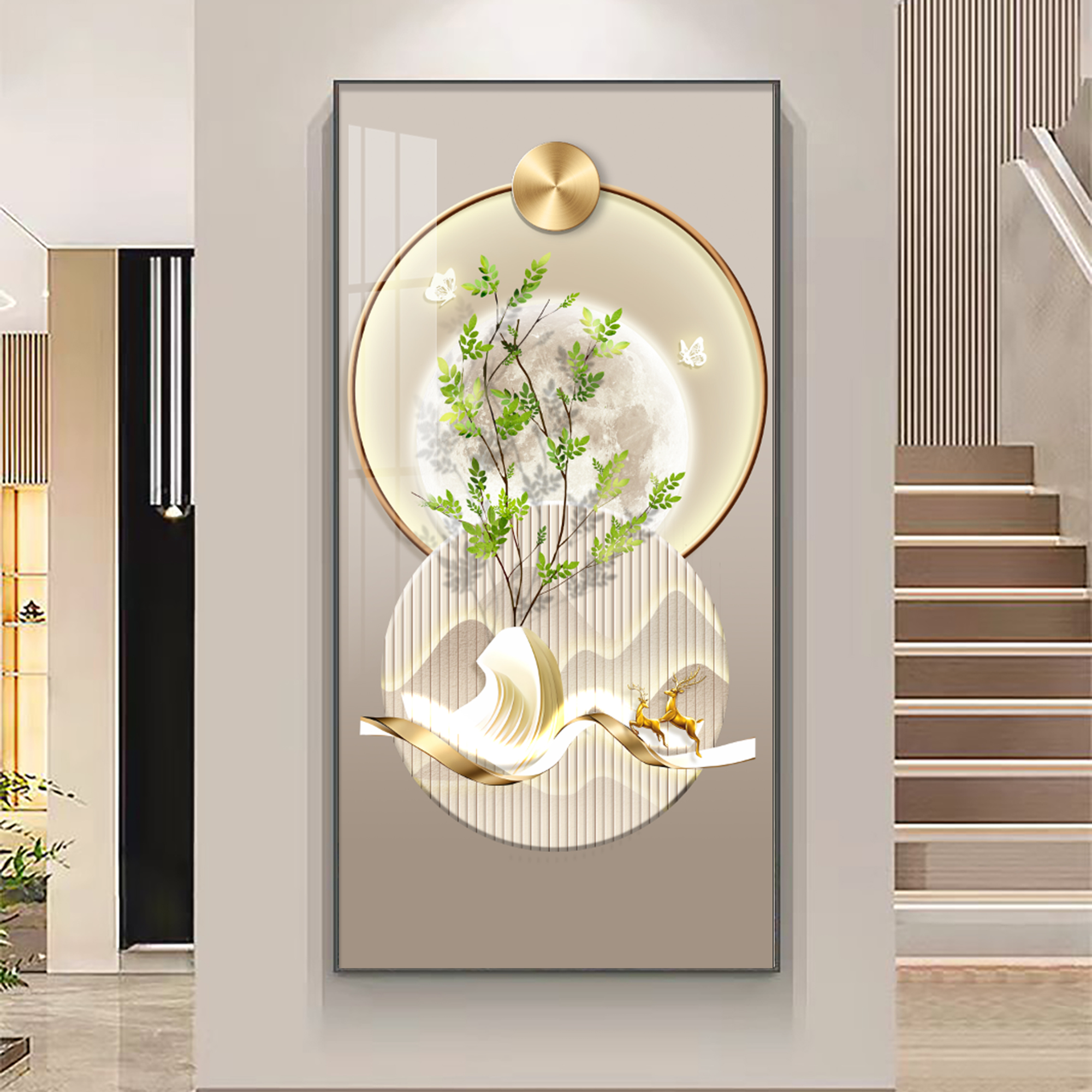 法罗迪【鹿鸣春意】装饰画大气玄关挂画2025轻奢高级感挂画壁画客厅