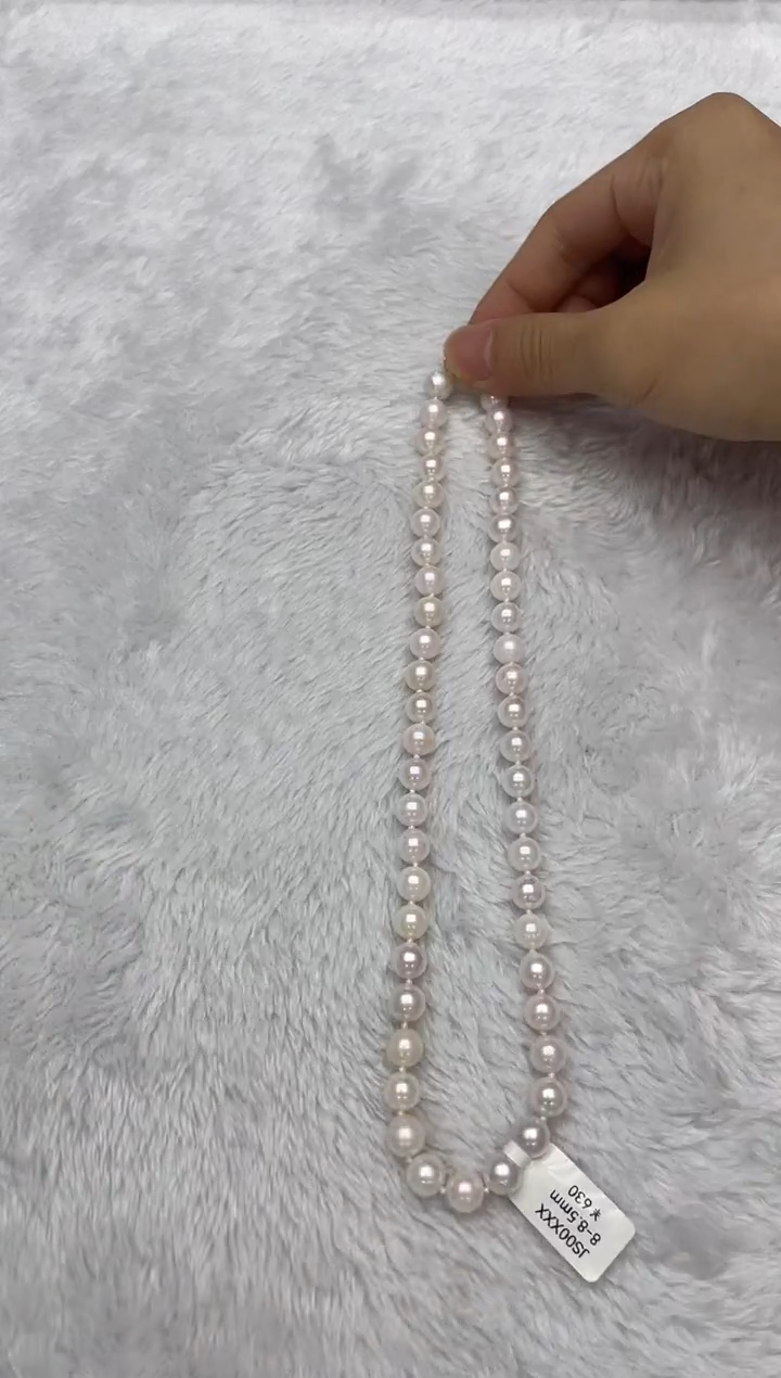 海水珍珠银S925镶嵌项链AK真多麻8-8.5mm（多样性发一）