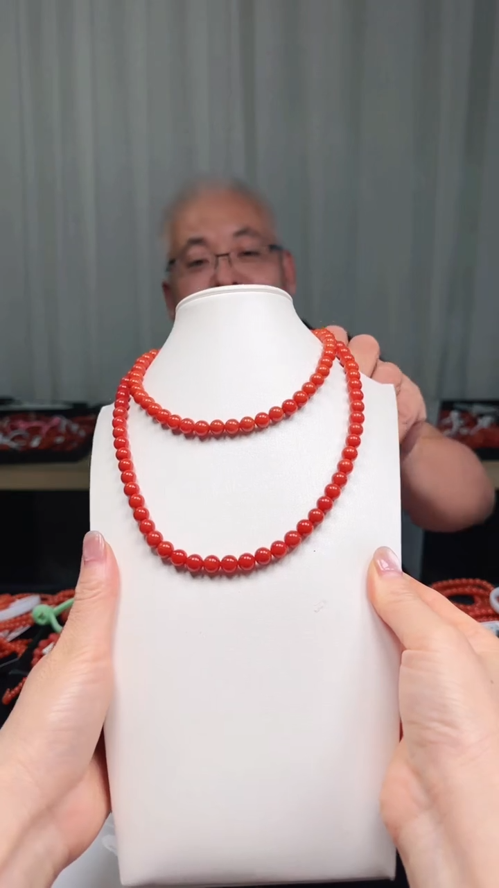 南红玛瑙多样性发一件未镶嵌8mm保山圆珠多圈 