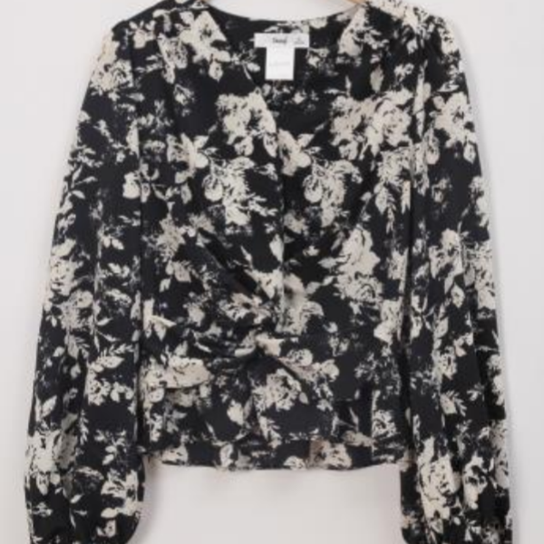 朵以2025春季新款碎花衬衫衬衣V领长袖上衣39DC149065