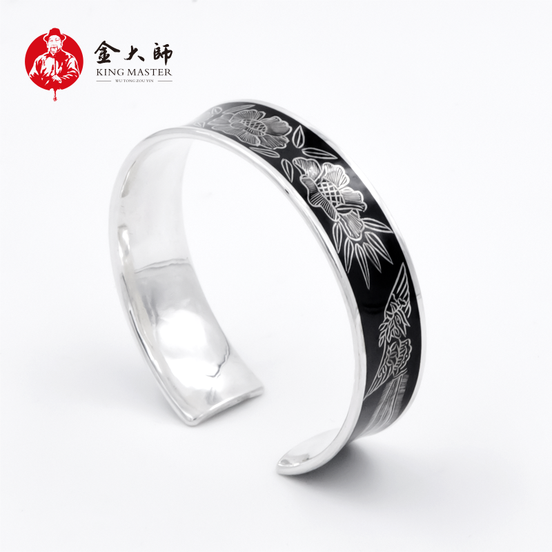 乌铜走银 凤穿牡丹手镯 非遗手工艺
