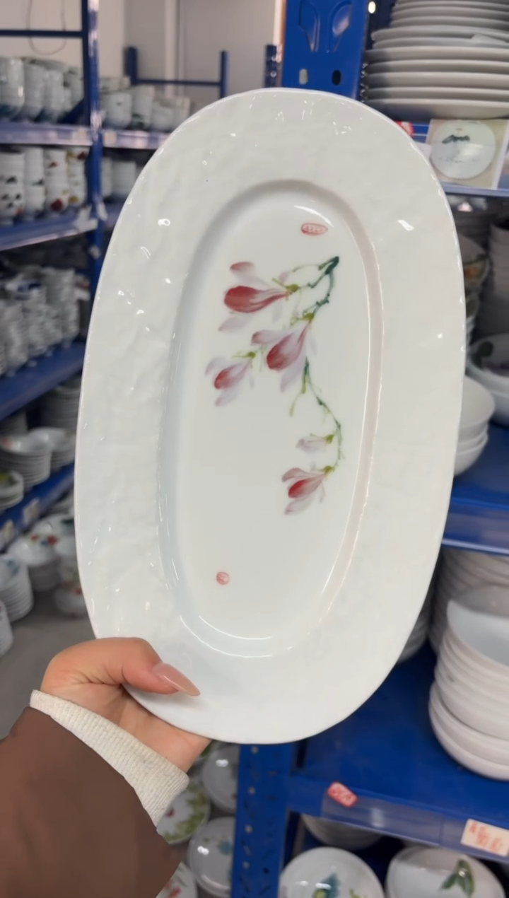 瓷片景德镇高温陶瓷食品级手绘釉中彩-手捏鱼盘