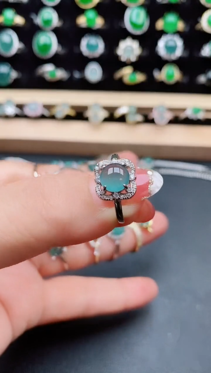 【闪购商品】翡翠戒指银S925镶嵌8080