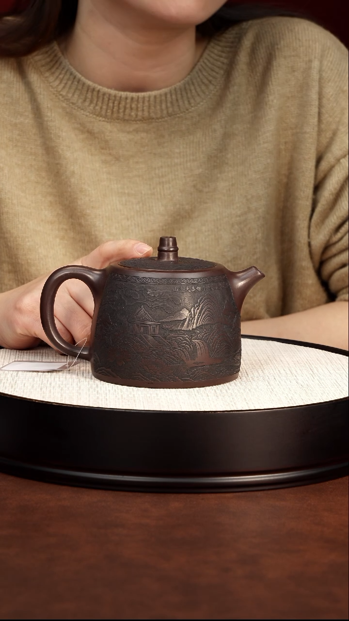 茶壶紫砂宜兴紫砂 莲花汉铎石红 钱兴芳 404