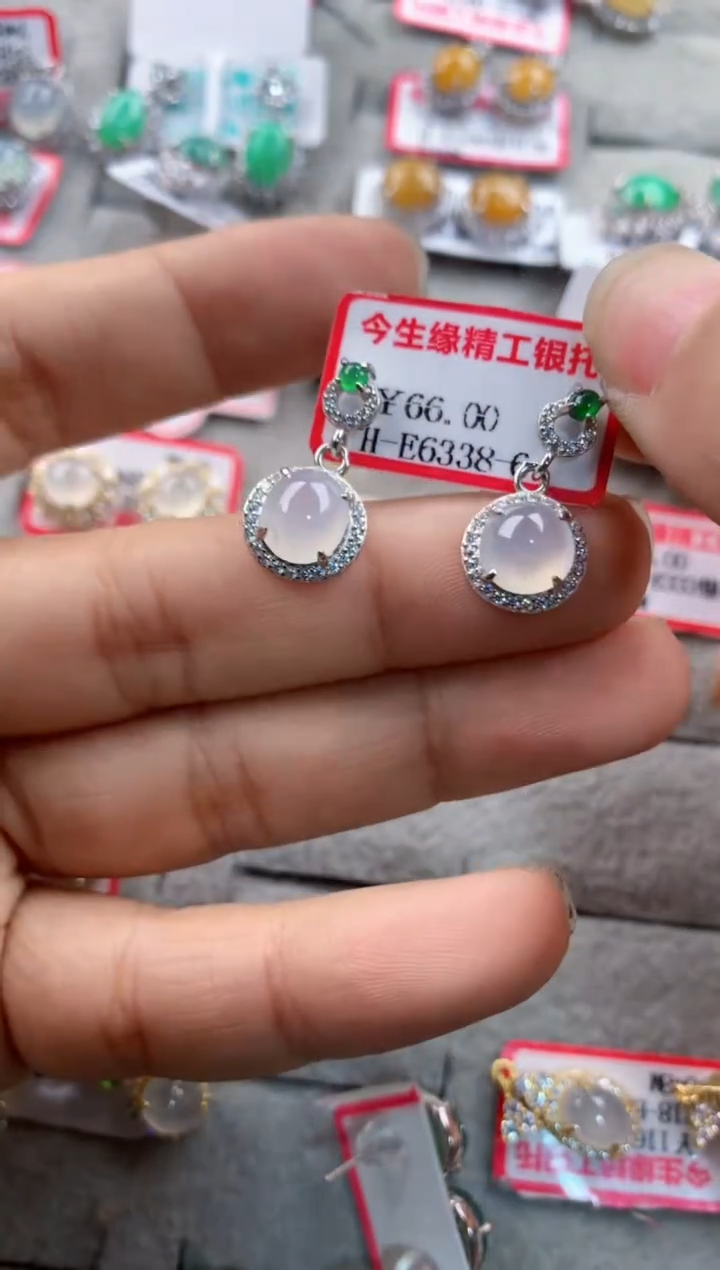 银S925镶嵌戒指翡翠5555---5