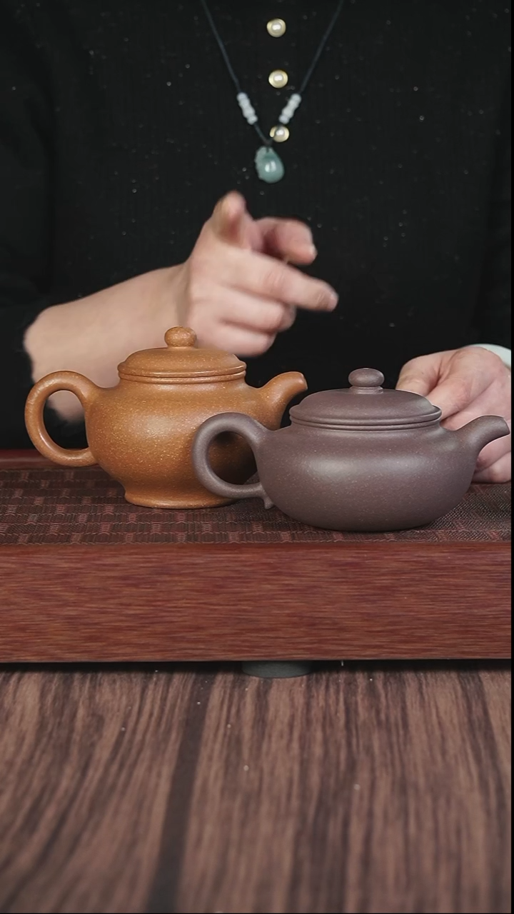 【闪购商品】紫砂茶壶黄降坡掇只+粗砂天青仿古