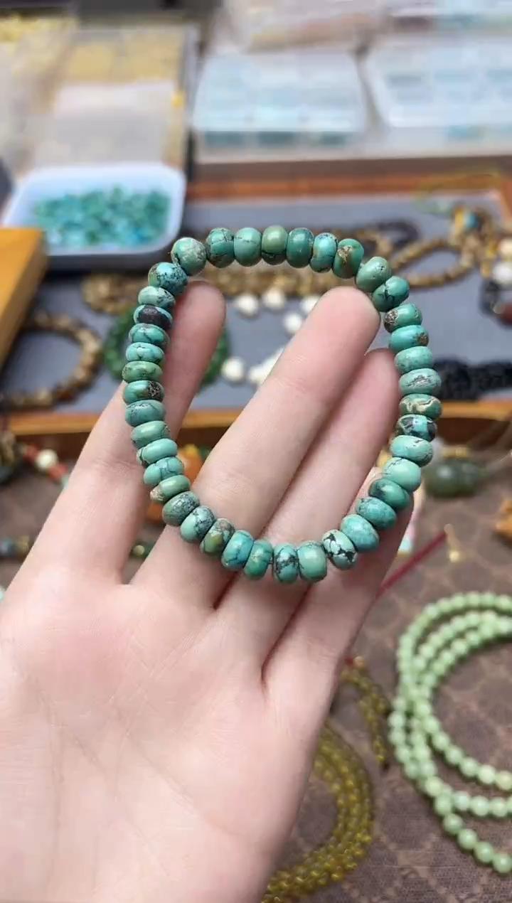 未镶嵌绿松石车挂松石算盘珠手串8mm+GW
