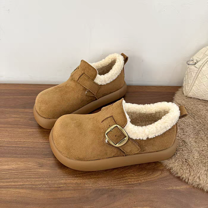 C10冬季女鞋复古绒面棉鞋加绒保暖博肯棉鞋
