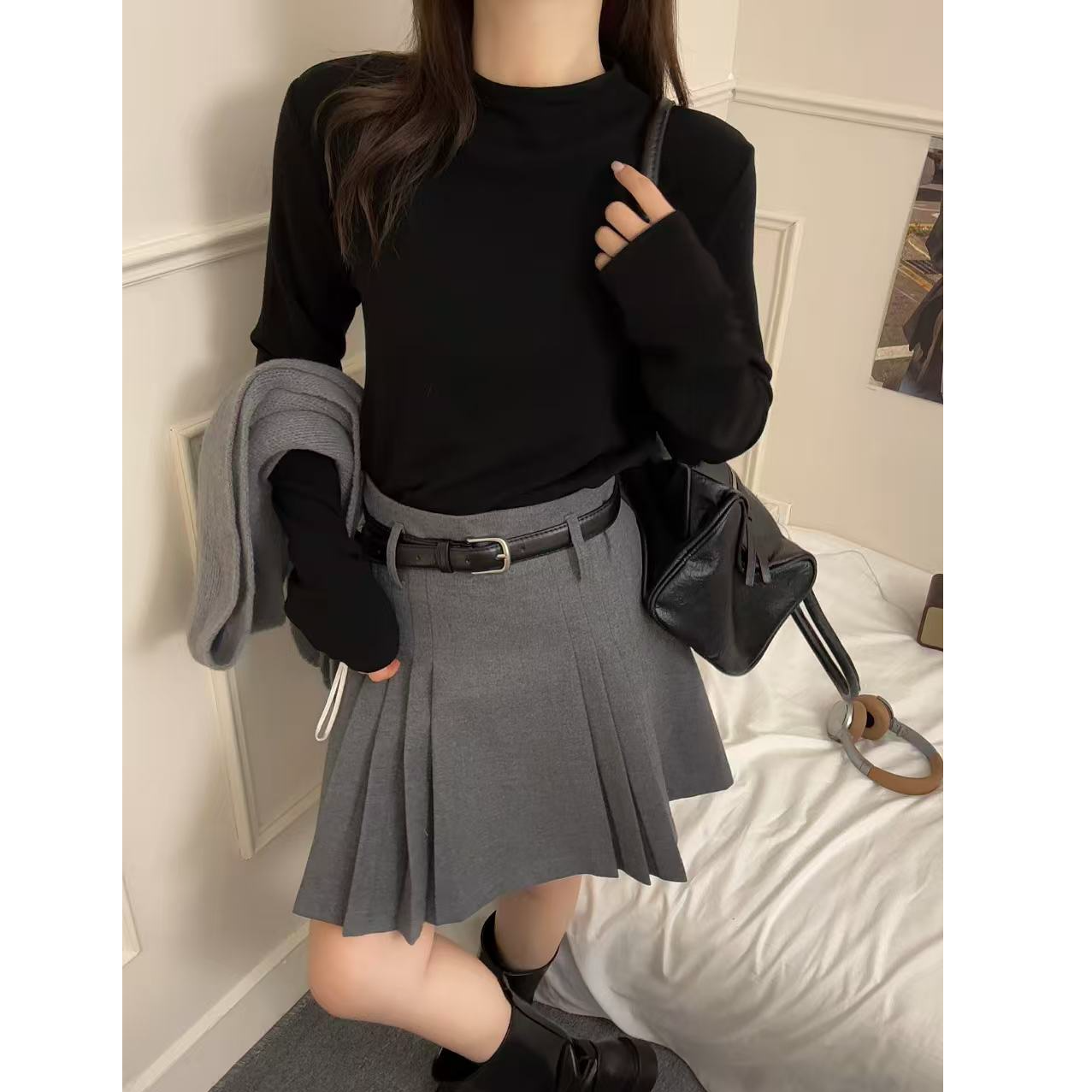 YHS 91670 亲肤秋冬叠穿百搭纯色修身磨毛保暖长袖T恤内搭打底衫