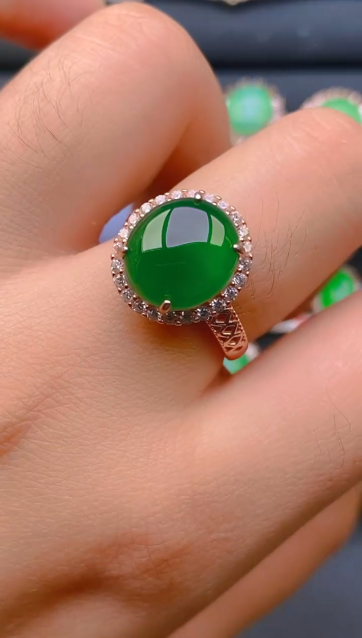 【闪购商品】翡翠戒指银S925镶嵌天然A货翡翠1